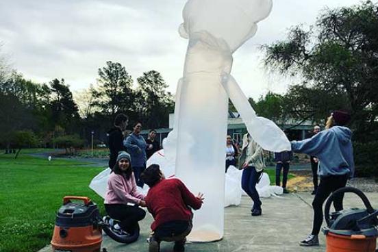 students outside