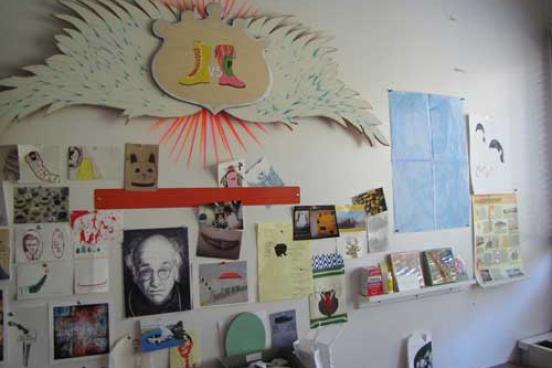Paper artwork hanging on wall