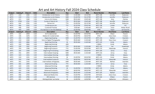 fall schedule